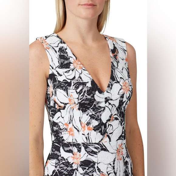 Dress The Population Alice Floral Lace Sheath Midi Dress Black White Size XS NWT - Picture 6 of 14